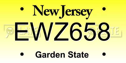 EWZ658 New Jersey License Plate