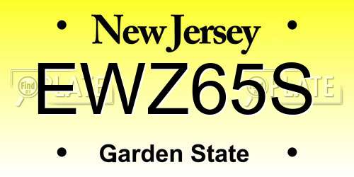 EWZ65S New Jersey License Plate