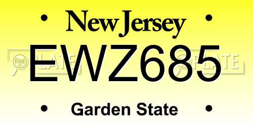 EWZ685 New Jersey License Plate