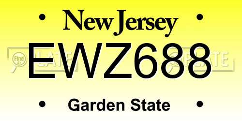 EWZ688 New Jersey License Plate