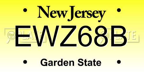 EWZ68B New Jersey License Plate
