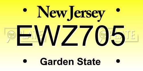 EWZ705 New Jersey License Plate