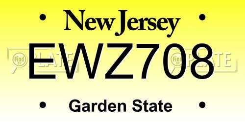 EWZ708 New Jersey License Plate
