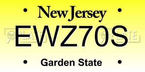 EWZ70S New Jersey License Plate
