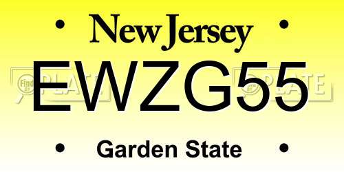 EWZG55 New Jersey License Plate