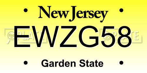 EWZG58 New Jersey License Plate