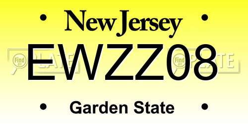 EWZZ08 New Jersey License Plate