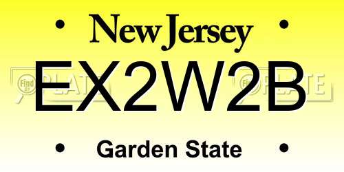 EX2W2B New Jersey License Plate