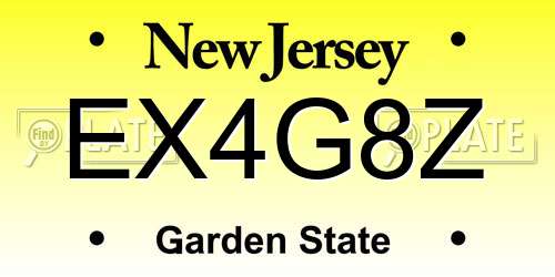 EX4G8Z New Jersey License Plate