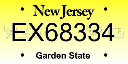 EX68334 New Jersey License Plate