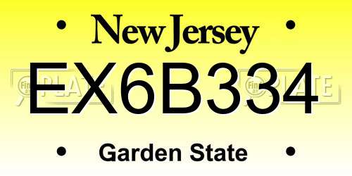 EX6B334 New Jersey License Plate