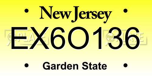 EX6O136 New Jersey License Plate