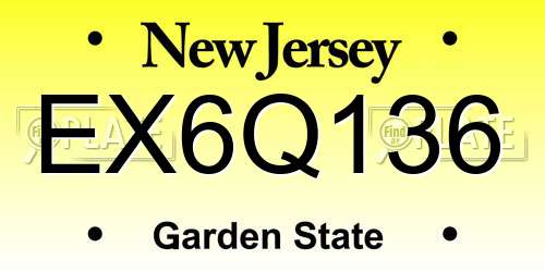 EX6Q136 New Jersey License Plate