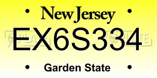 EX6S334 New Jersey License Plate