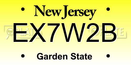 EX7W2B New Jersey License Plate