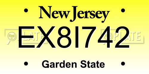 EX8I742 New Jersey License Plate