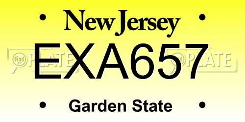 EXA657 New Jersey License Plate