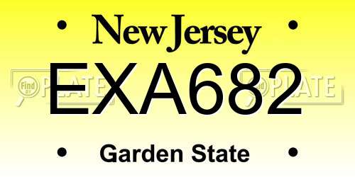 EXA682 New Jersey License Plate