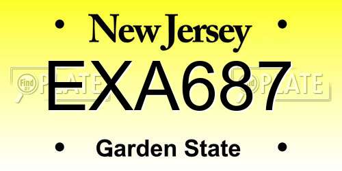 EXA687 New Jersey License Plate