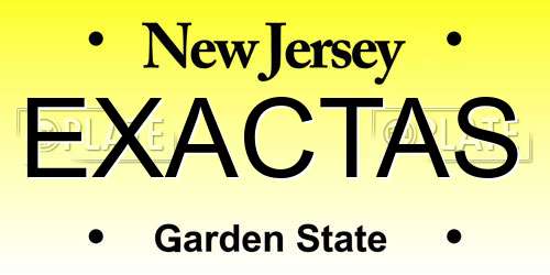 EXACTAS New Jersey License Plate