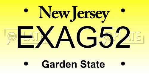 EXAG52 New Jersey License Plate