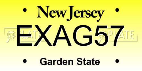 EXAG57 New Jersey License Plate