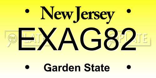 EXAG82 New Jersey License Plate