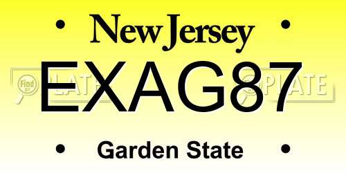 EXAG87 New Jersey License Plate