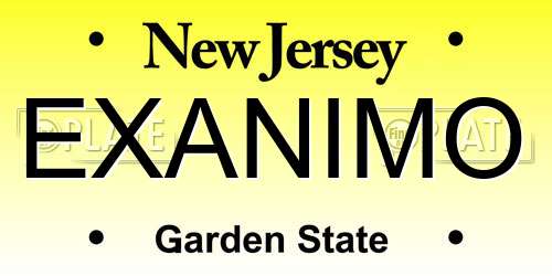 EXANIMO New Jersey License Plate
