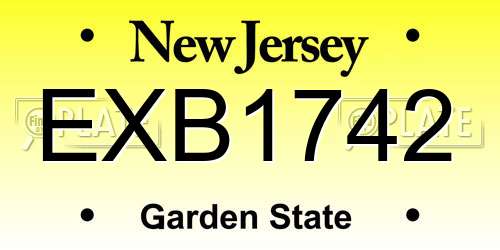 EXB1742 New Jersey License Plate