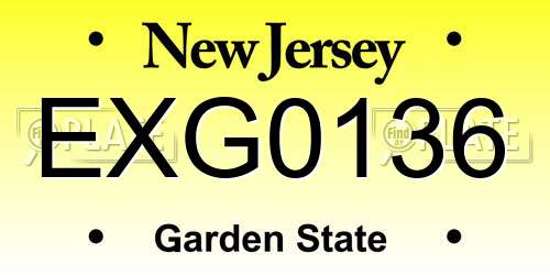 EXG0136 New Jersey License Plate