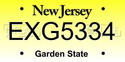 EXG5334 New Jersey License Plate