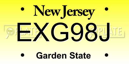 EXG98J New Jersey License Plate