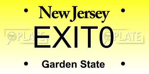 EXIT0 New Jersey License Plate