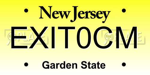 EXIT0CM New Jersey License Plate