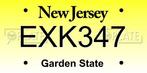 EXK347 New Jersey License Plate