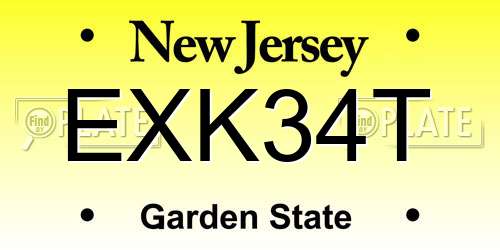 EXK34T New Jersey License Plate