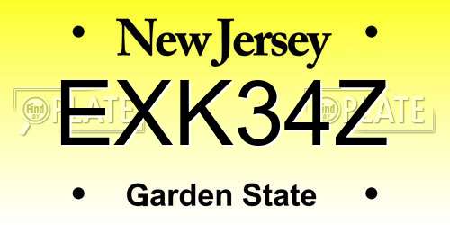 EXK34Z New Jersey License Plate