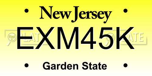 EXM45K New Jersey License Plate