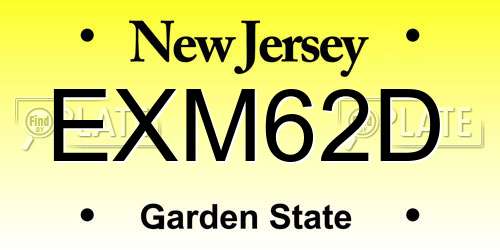 EXM62D New Jersey License Plate
