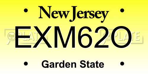 EXM62O New Jersey License Plate