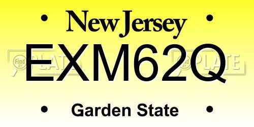 EXM62Q New Jersey License Plate