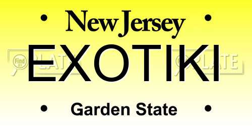 EXOTIKI New Jersey License Plate