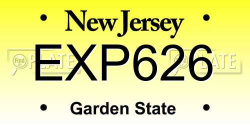 EXP626 New Jersey License Plate