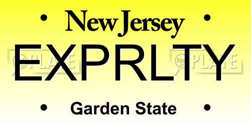 EXPRLTY New Jersey License Plate