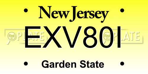 EXV80I New Jersey License Plate