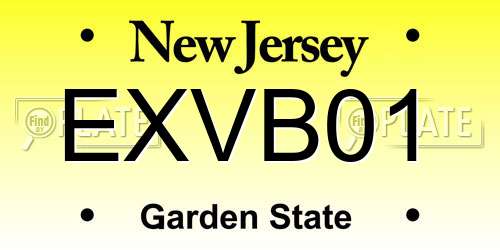 EXVB01 New Jersey License Plate