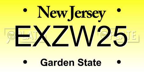 EXZW25 New Jersey License Plate