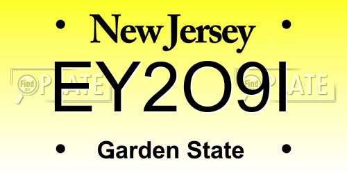 EY2O9I New Jersey License Plate