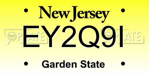 EY2Q9I New Jersey License Plate